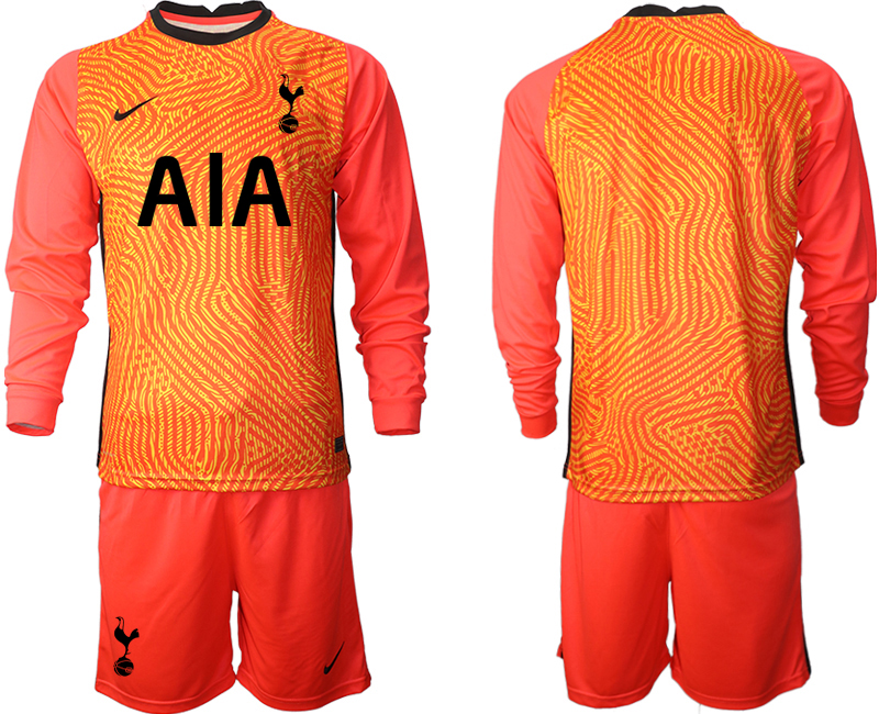 2021 Men Tottenham Hotspur red goalkeeper long sleeve soccer jerseys->youth soccer jersey->Youth Jersey